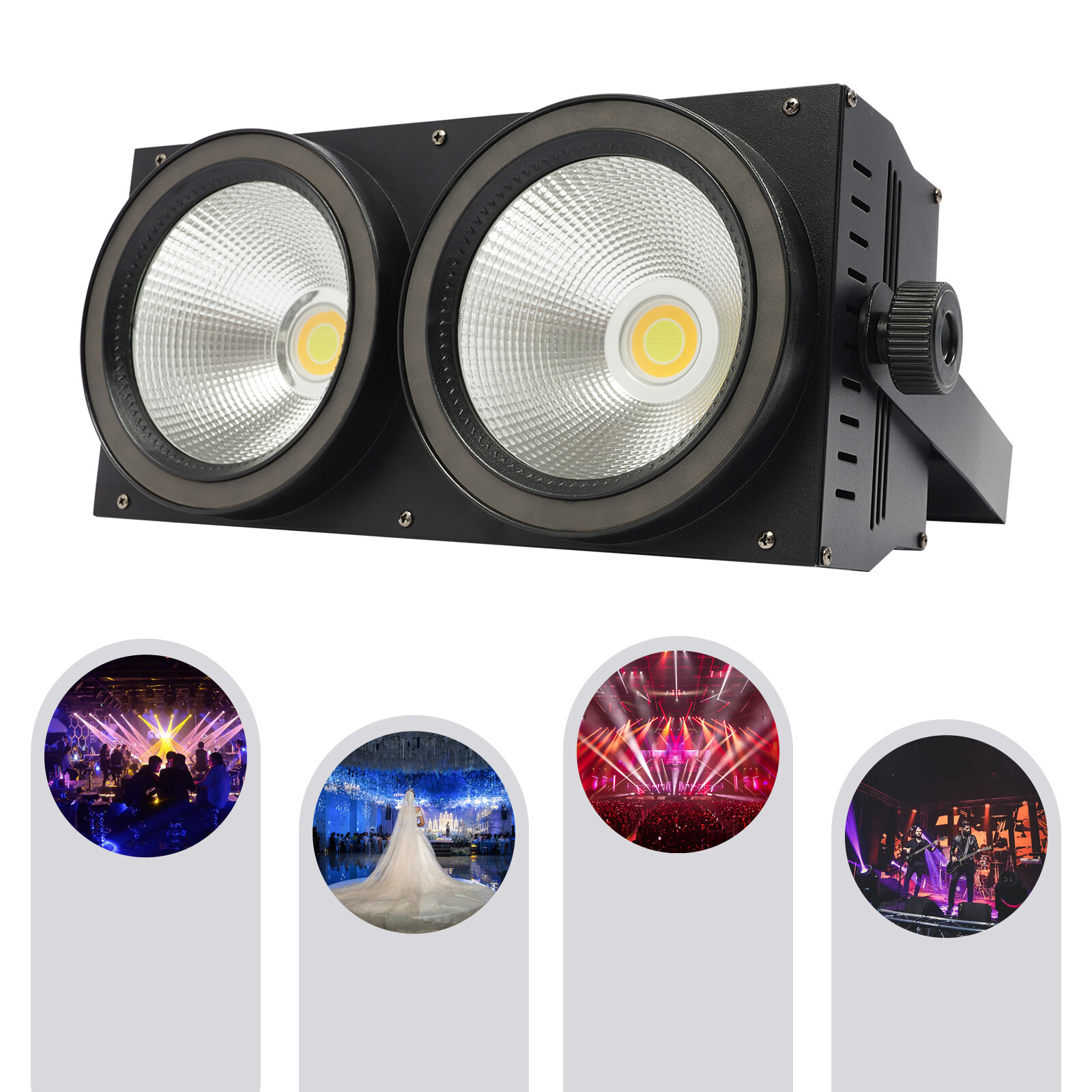 1pc 200W COB LED Par Light DMX Stage DJ Audience Blinder Light Warm+Cool White