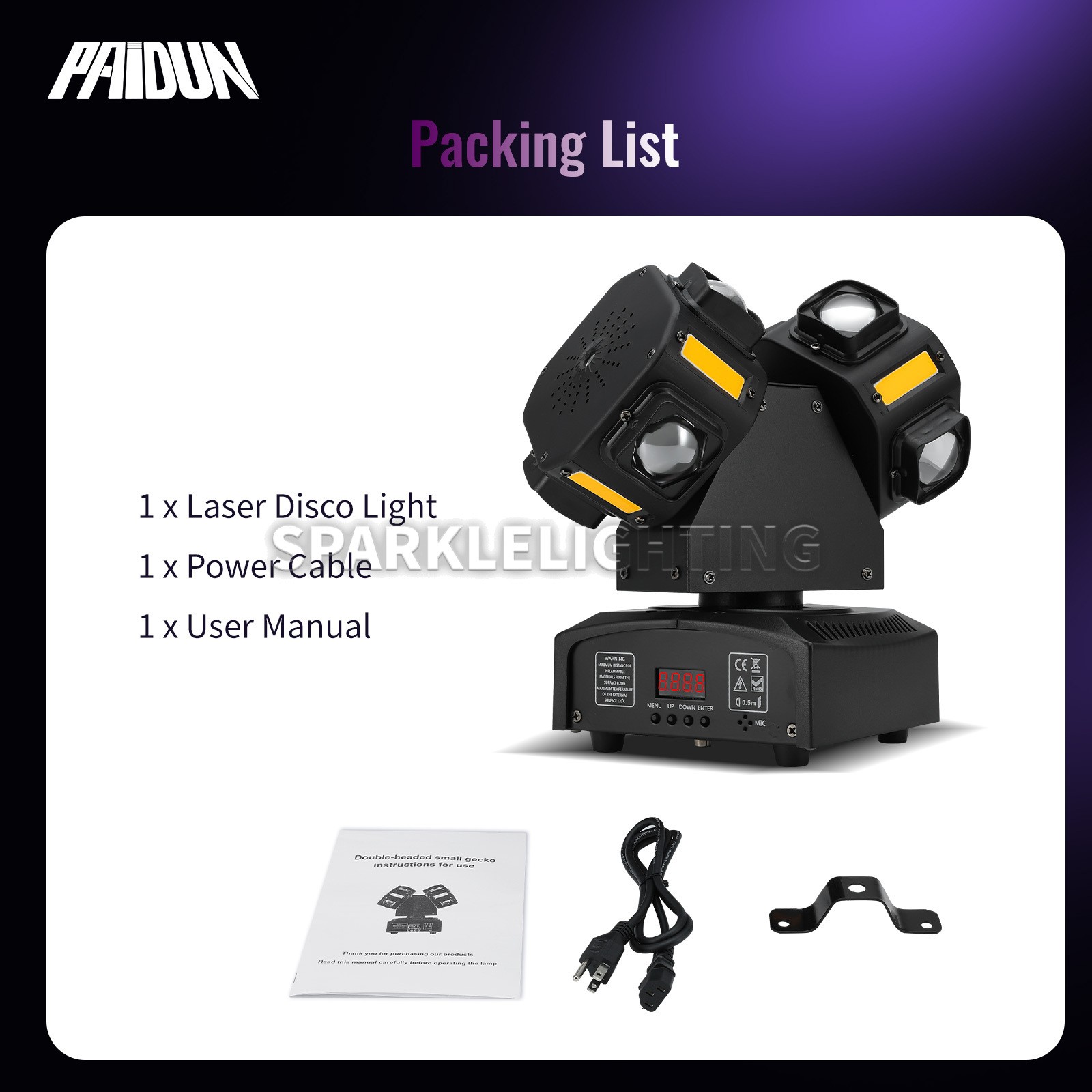 PAIDUN 120W Double Head LED Moving Head Light Rotate Beam Laser Effect Disco Bar