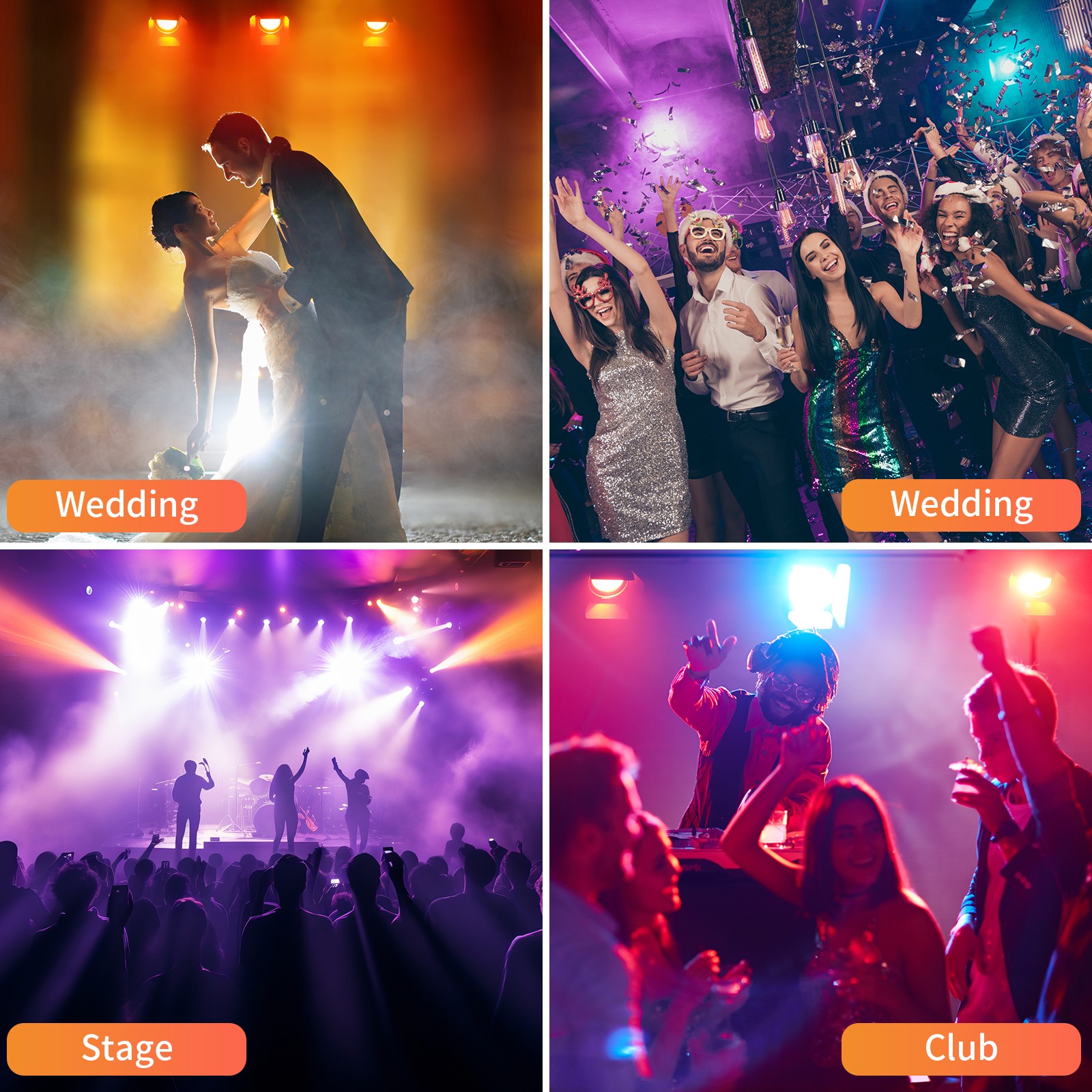 6in1 COB LED 200W PAR Can RGBW Lighting Stage Light DMX Club DJ Disco Show Light