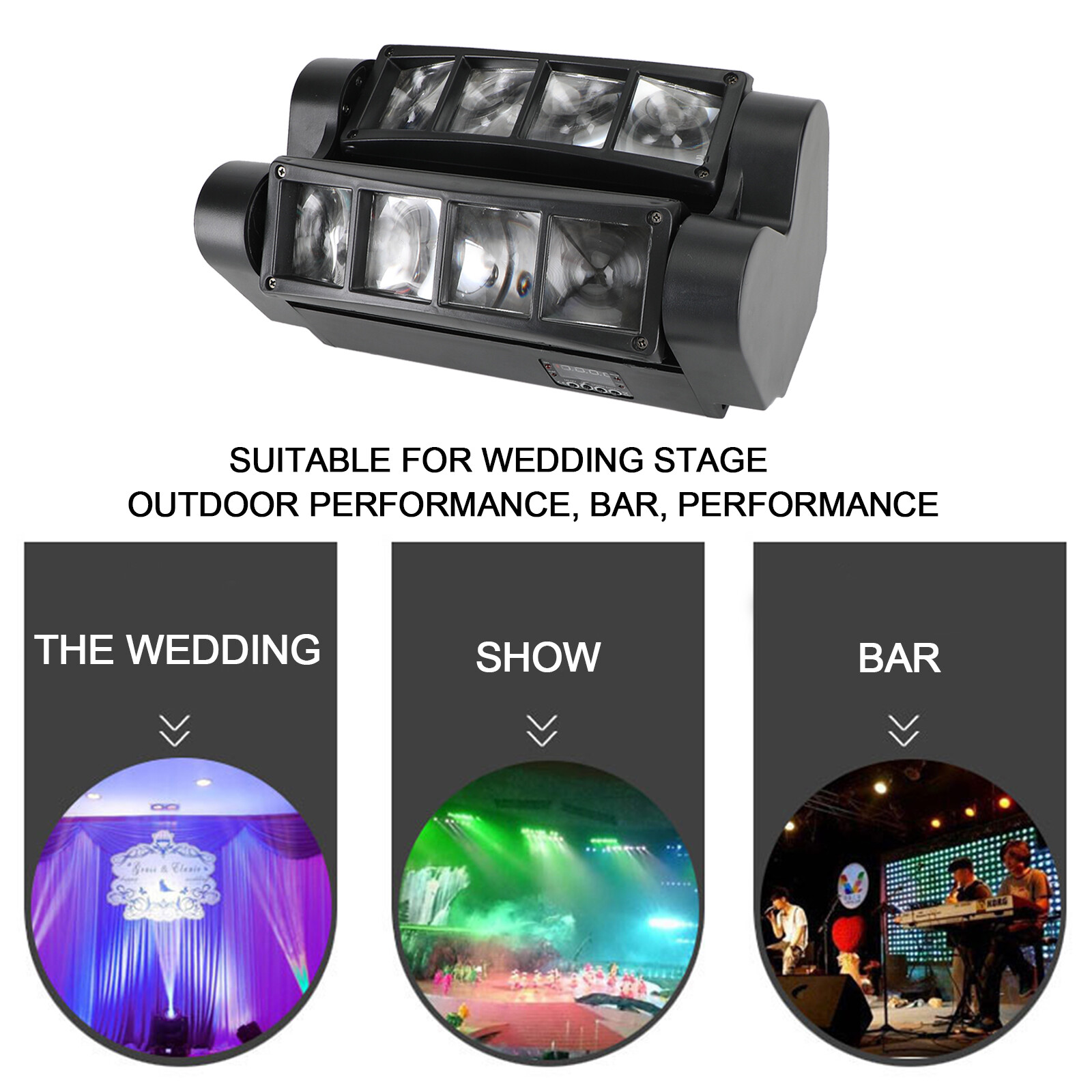 80W 8LED RGBW Moving Head Stage Lighting Beam DMX Disco Party DJ Lighting