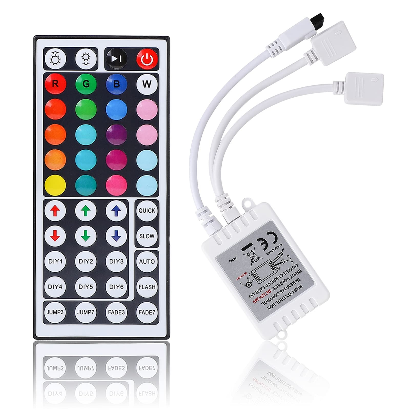 BZONE RGB LED Controller 2-Port 4Pin Dual Output with 44 Keys IR LED Light Re…