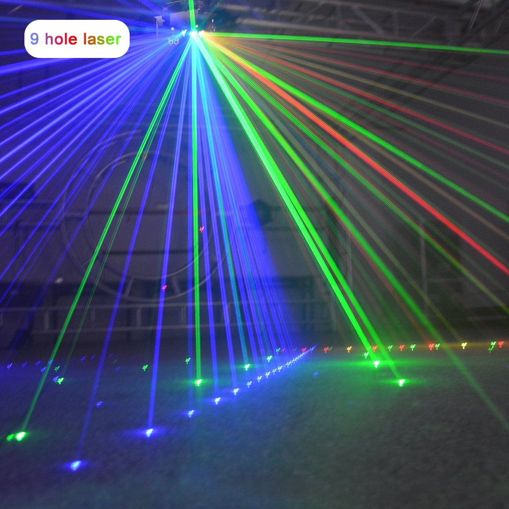 9-eye Projector Laser Light DMX512 RGB Stage Lighting DJ Disco Club Bar W/Remote