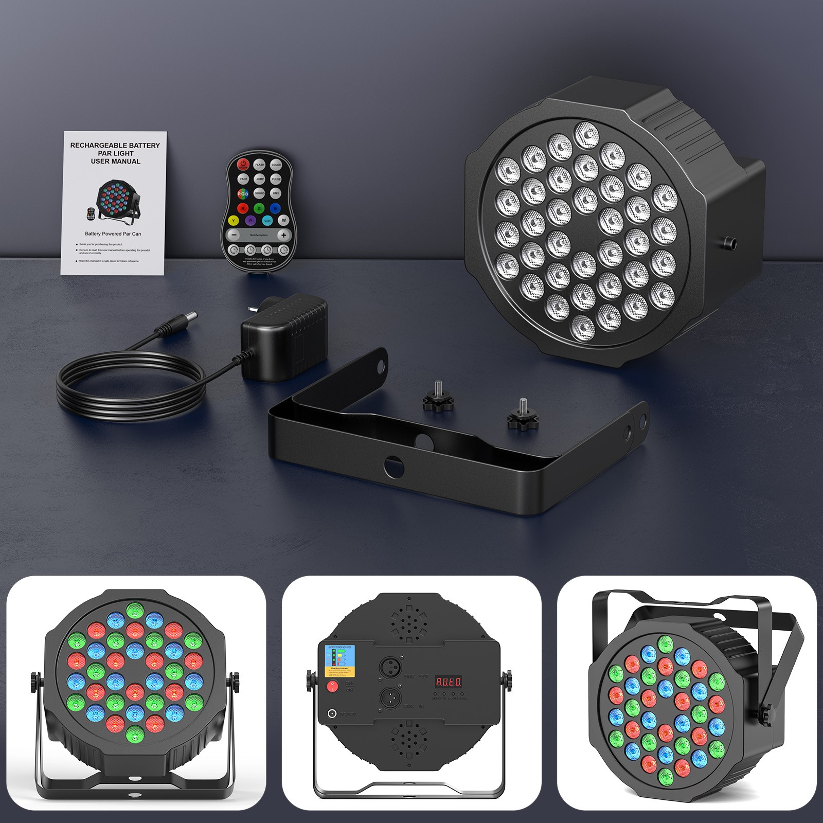 10PCS Rechargeable 36 LED PAR Light RGB Stage Lighting Beam Party Disco Light US