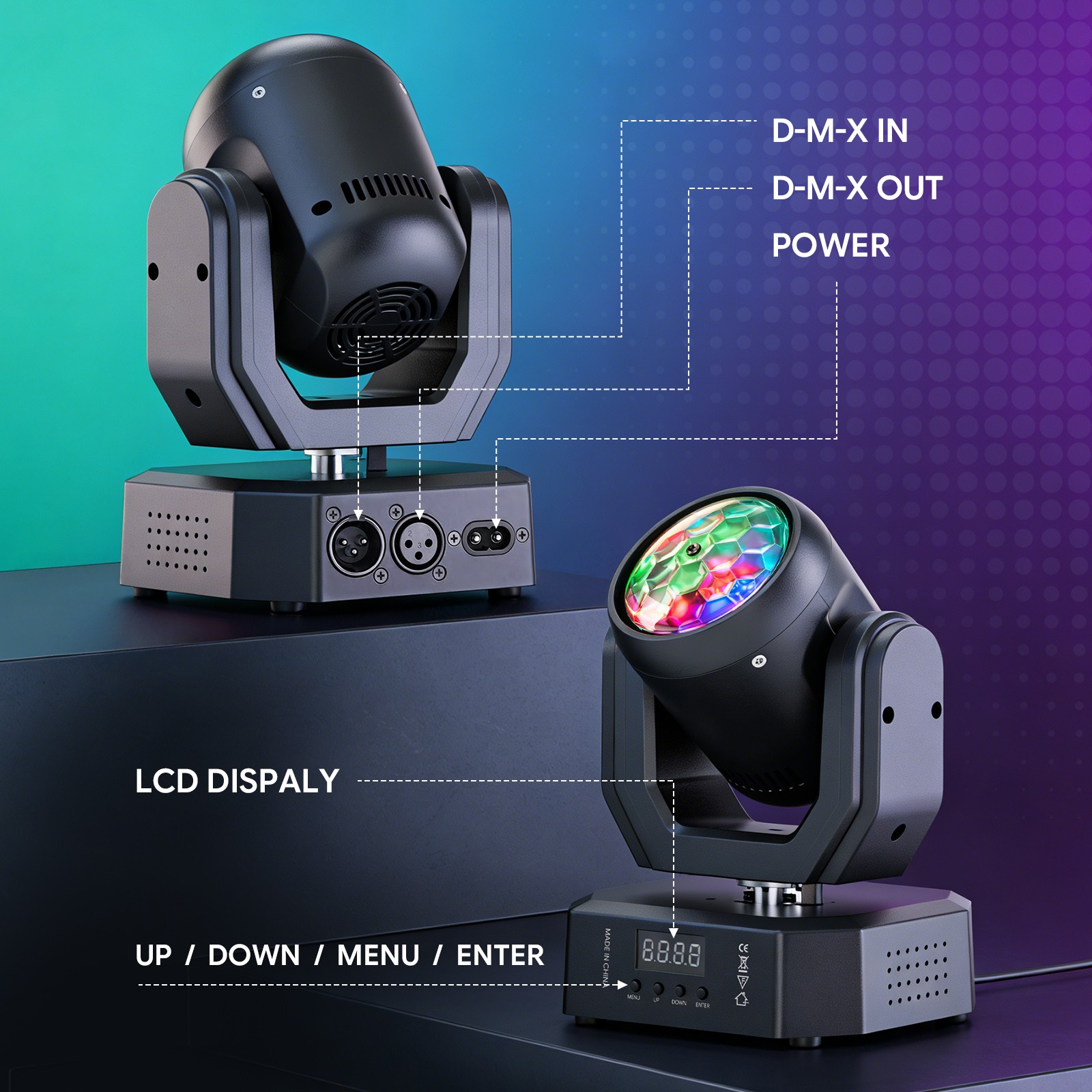 50W Mini Magic Ball LED Moving Head DMX RDM 9CH Voice Control Home Party Light