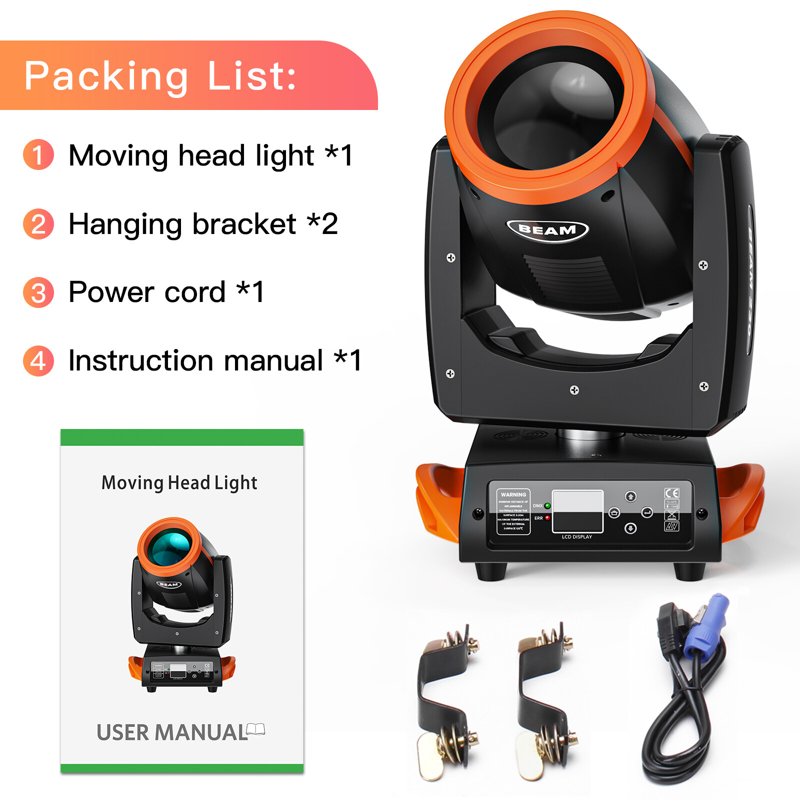 230W 7R Beam Moving Head Light 24 Prism Gobo Disco Bar KTV Stage Light with Case
