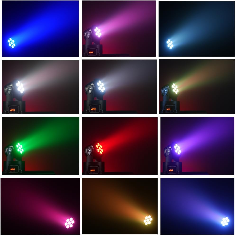 MINGJIE Moving Head DJ Lights, 12 Colors 7x10W LED Wash Stage Spotlight with …