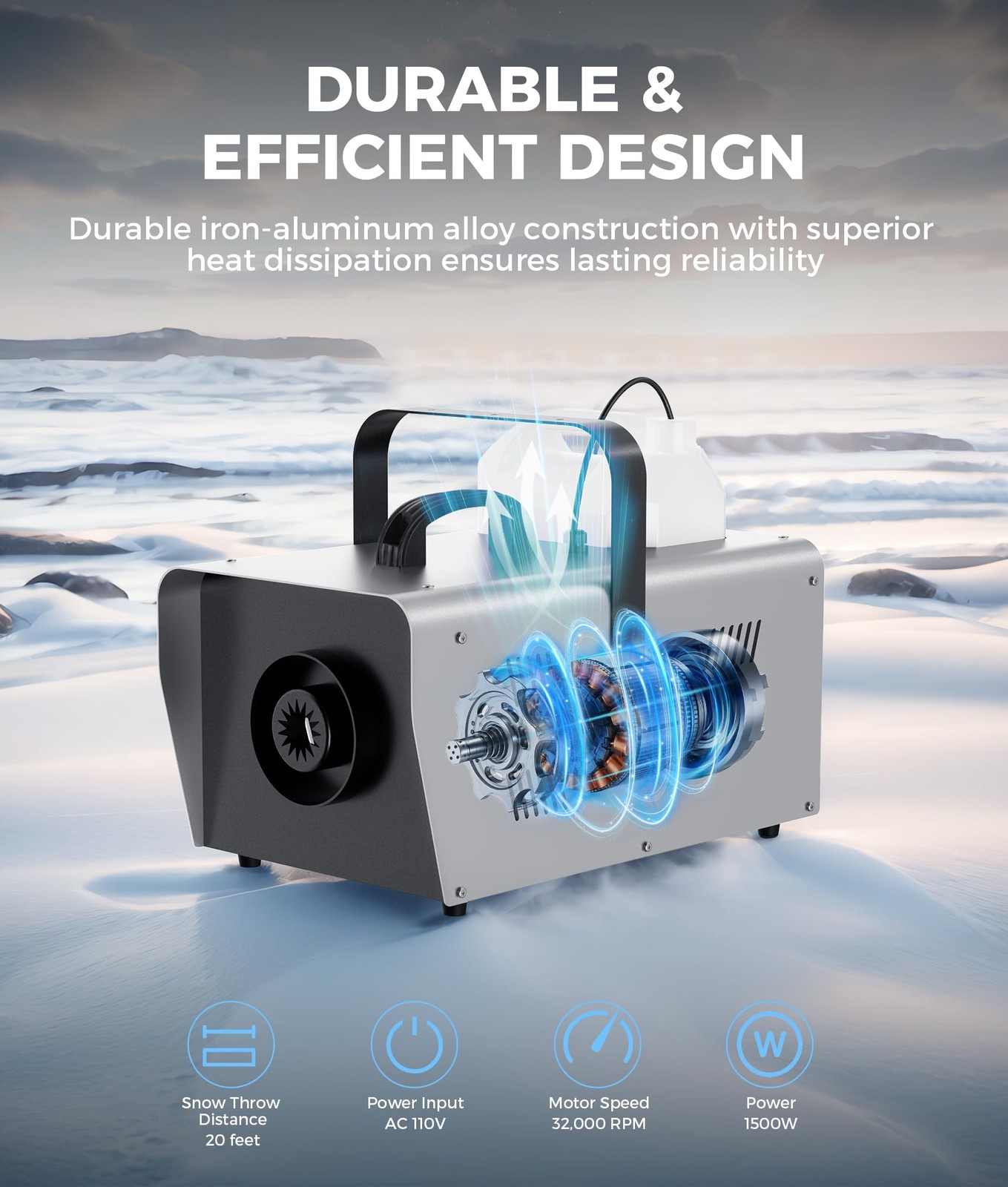 Snow Machine 1500W High Output with Remote Control, Adjustable Snow Volume