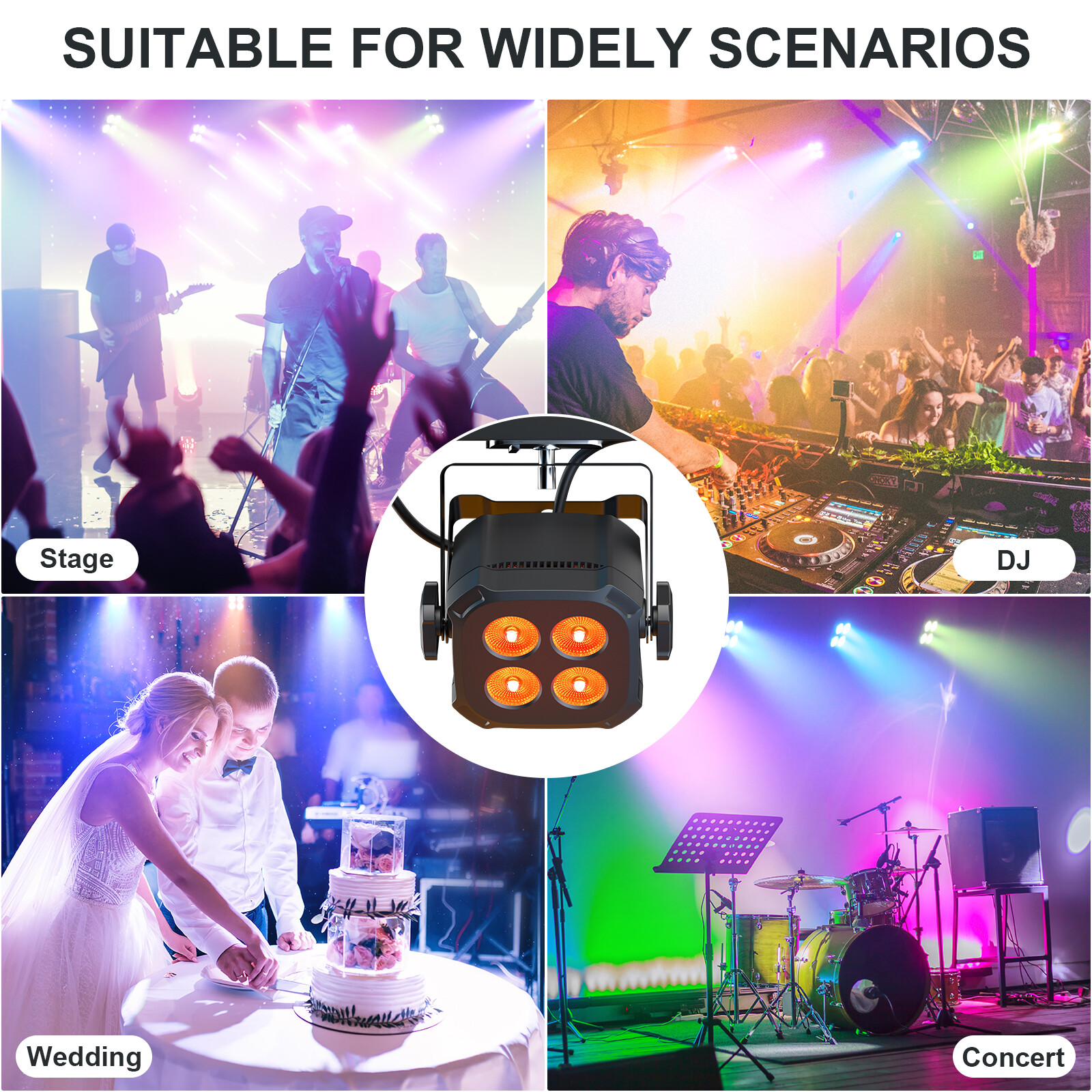 RGBWYP+CYAN Par Light 4 LEDs DMX Remote Control RGBW Stage Light DJ Disco Party