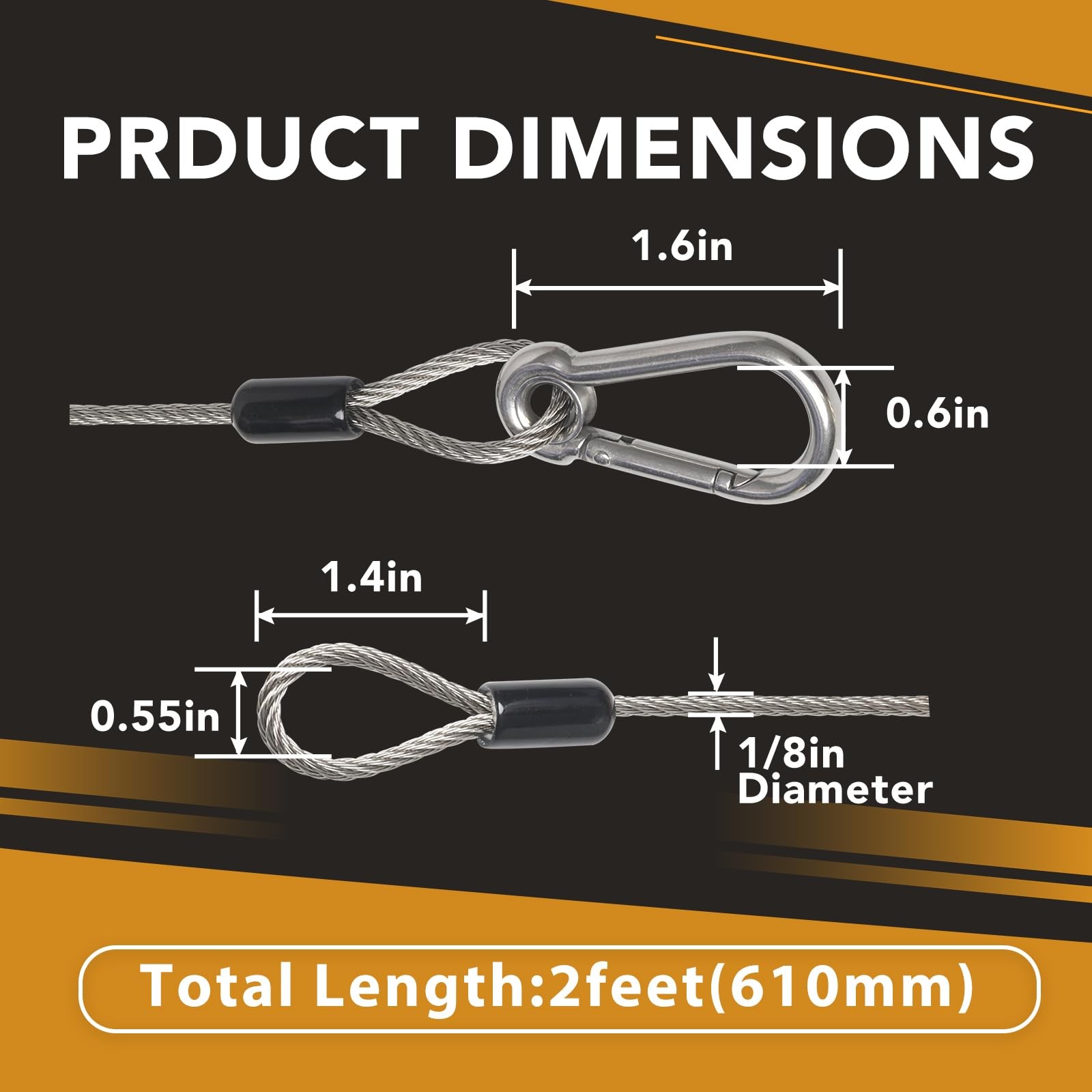 10 Pack Stage Light Safety Cables for Stage DJ Party Lights Thickened 1/8 Dia…