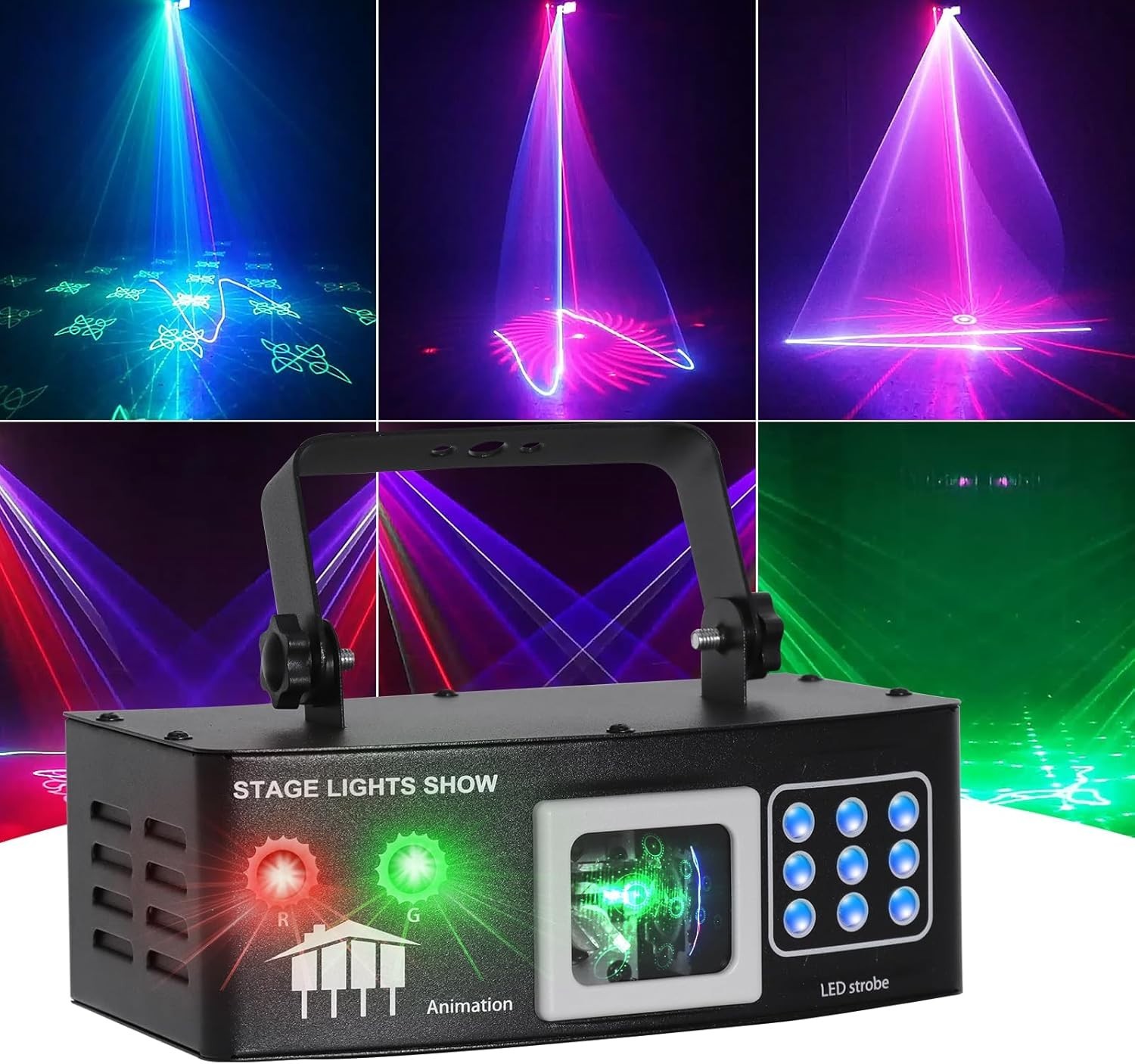 BAKOD 12 Beam LED Rave Light – Sound Activated Party Stage Lighting