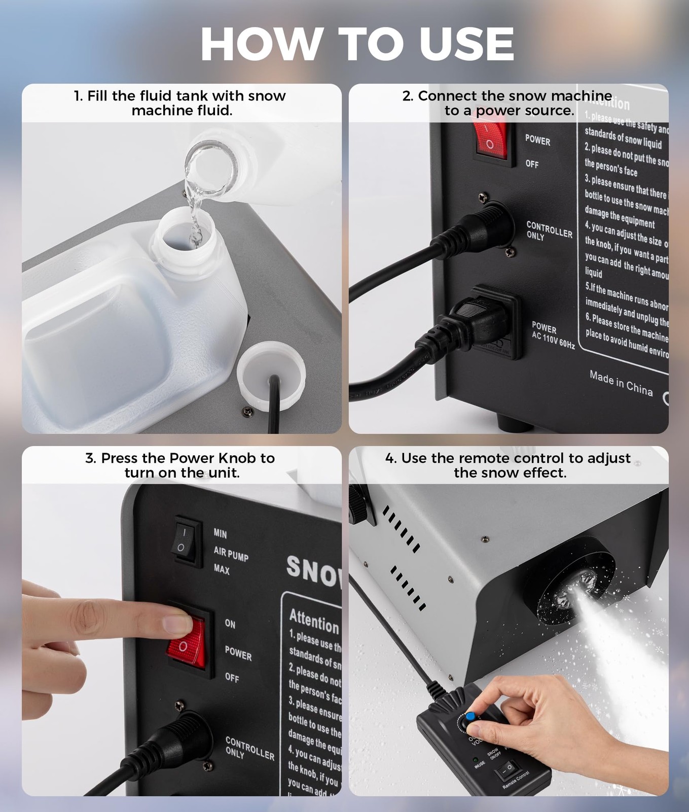 Snow Machine 1500W High Output with Remote Control, Adjustable Snow Volume