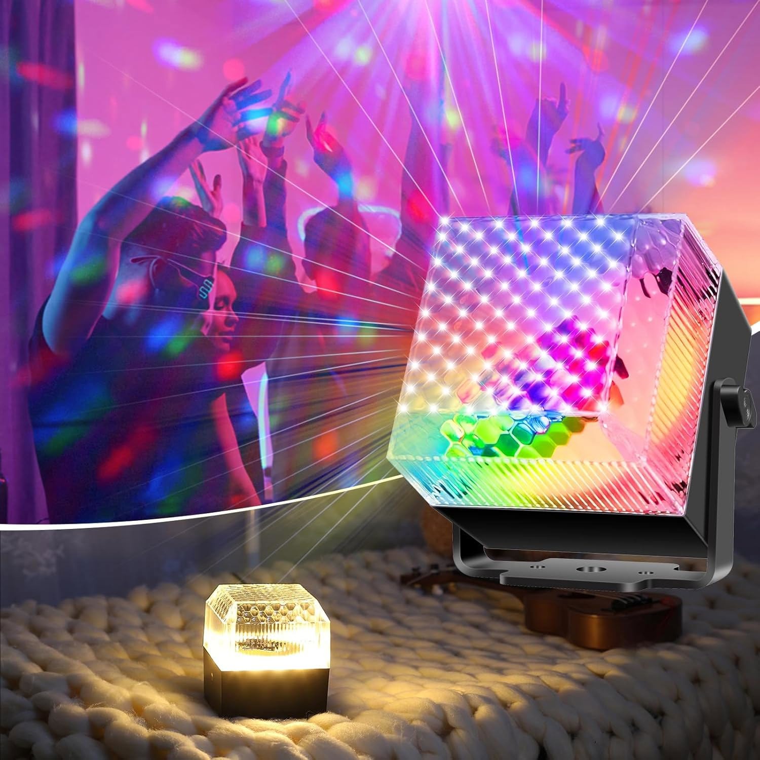 Mini Disco LED Stage Light Party RGB Lights Sound Activated Night Lights Remote
