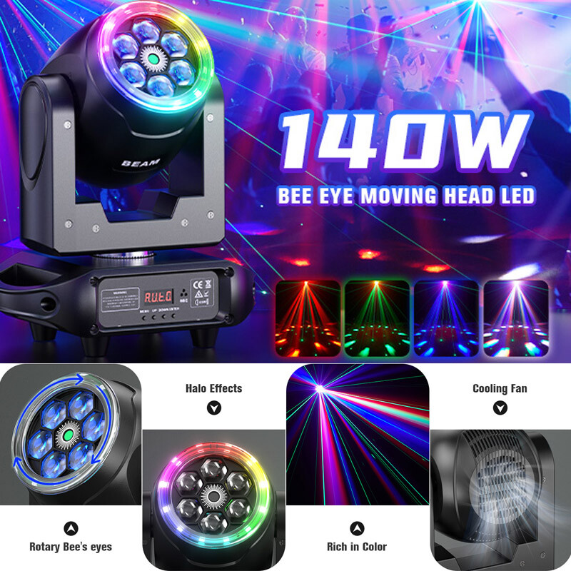 150W 6LED Bee Eye LED Rotating Moving Head Light Beam Stage RGBW Laser DJ Light