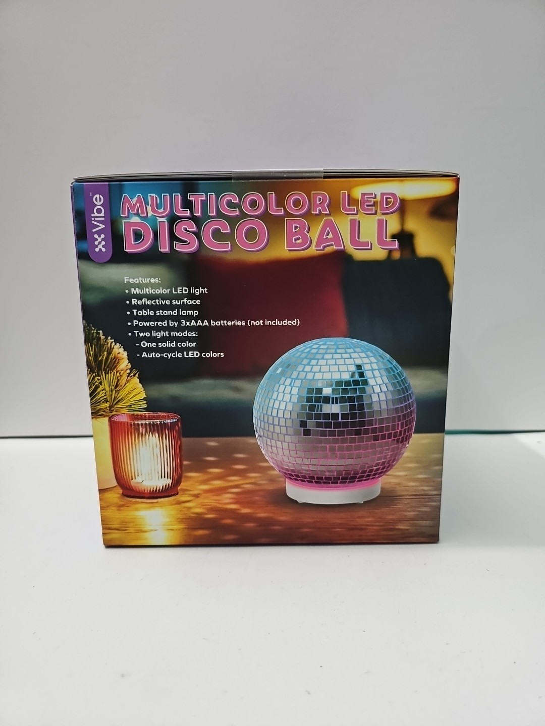 Vibe Multicolor LED Disco Ball, Battery Powered, Color Mixing LED Light