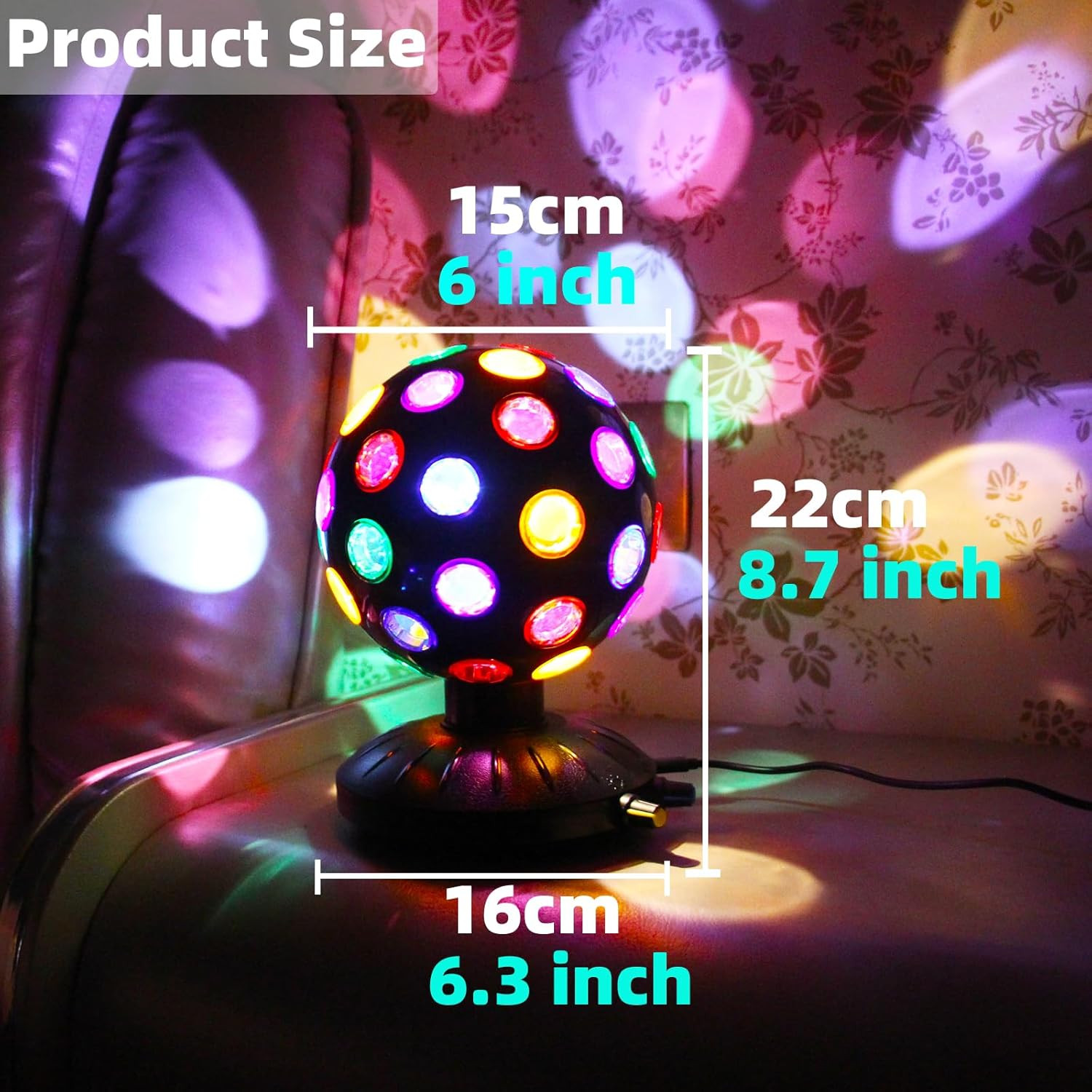 Spinning Disco Ball LED Night Light Projector 360° Rotary Speed/Brightness Adjus