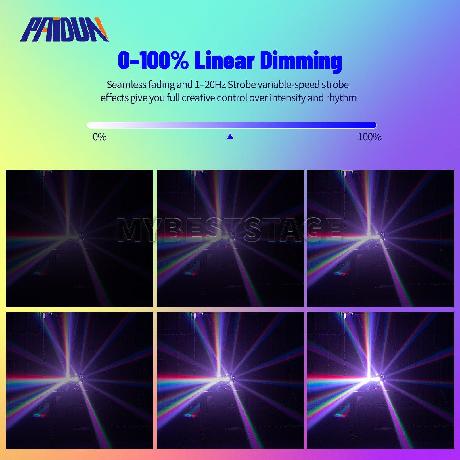 PAIDUN 200W RGBW Rotation Laser Moving Head Light Strobe DJ Disco Party Dance