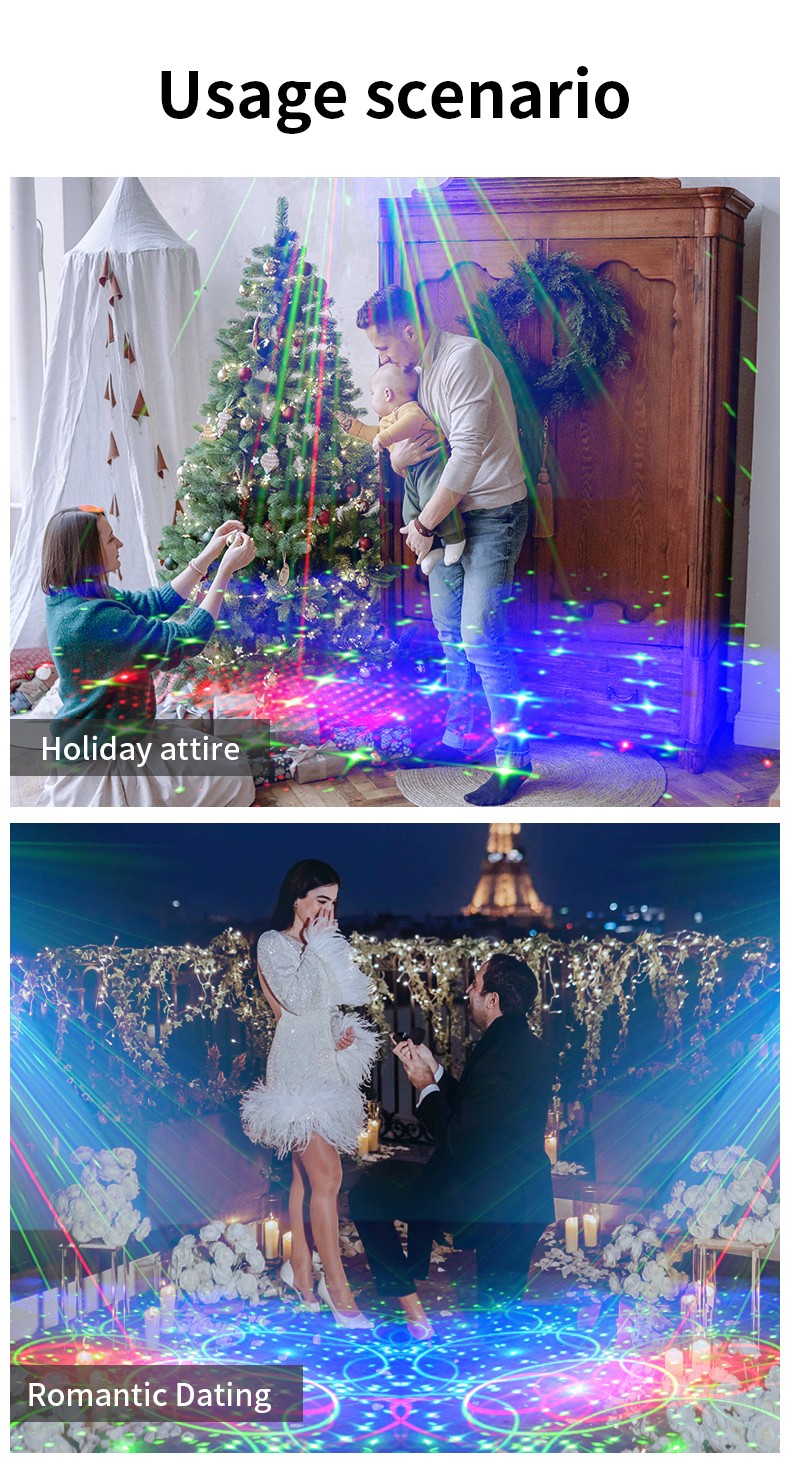 UV effect Stage Light LED 8 Hole Laser Projector RGB DJ Disco KTV Voice control