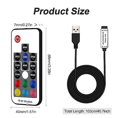 RGBZONE 5V USB RGB LED RF Inalámbrico RF for 4PIN-IR-17Keys RGBZONE
