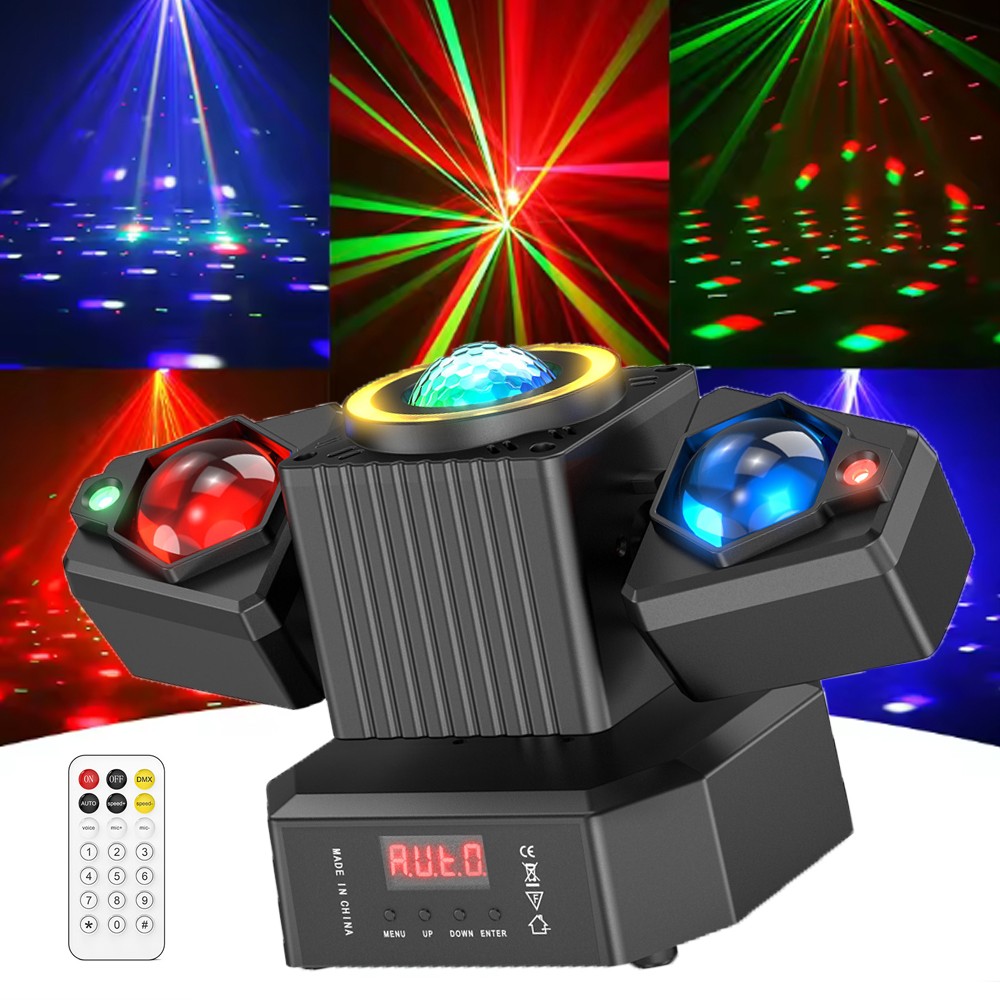 50W LED DJ Disco 2-Arm Moving Head Light RGBW LED Laser Effect DMX Stage Lights