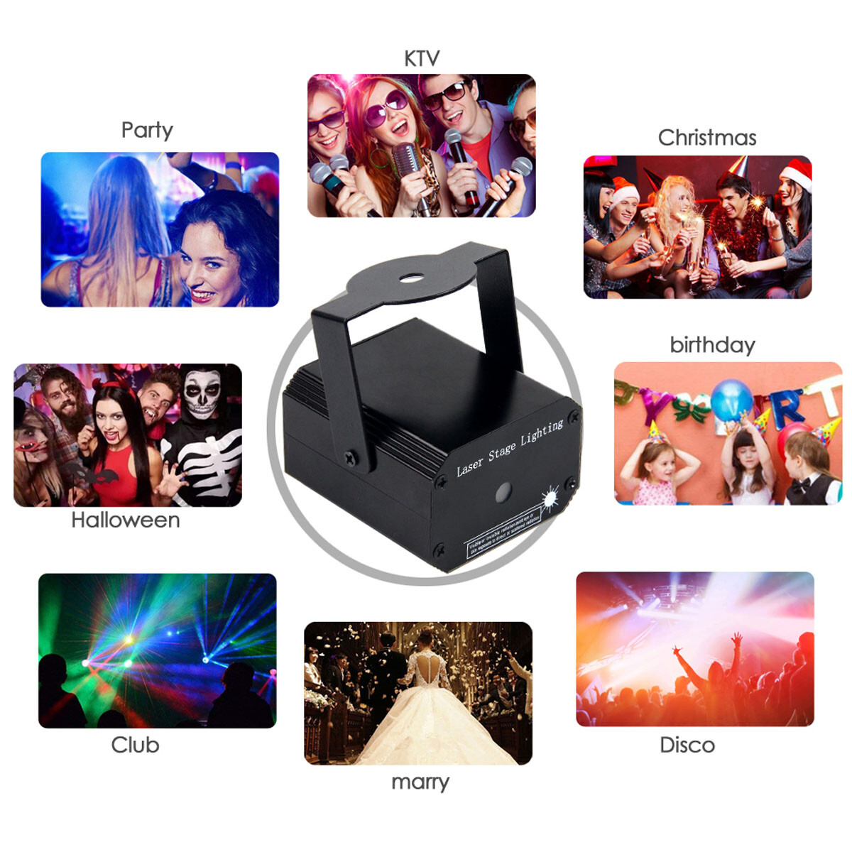 Pattern DJ Disco Party Stage Light Laser Projector LED RGB KTV Show Lighting