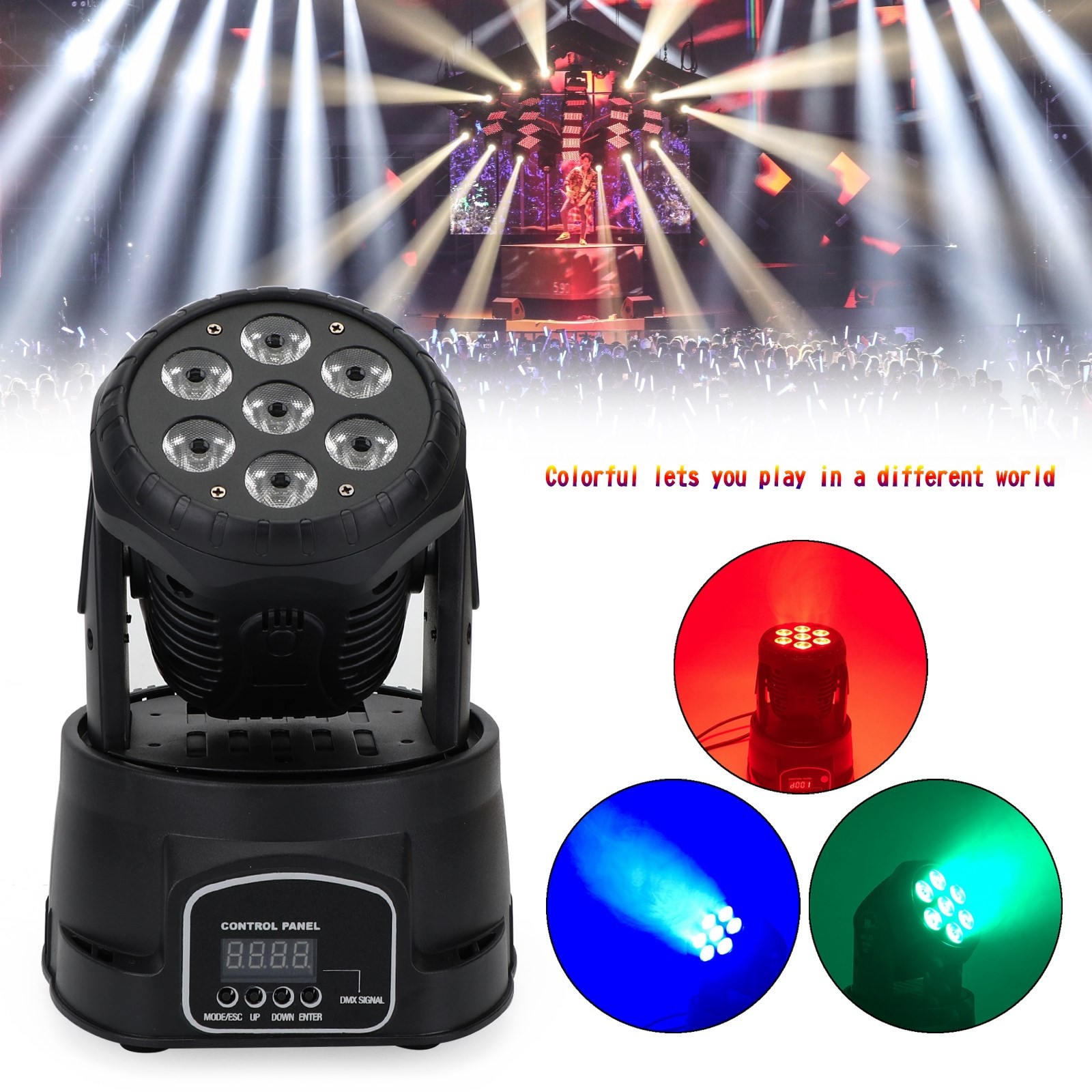 7 x10W Moving Head Stage Light 70W 7 LED RGBW DMX DJ Disco Stage Party Lighting✨