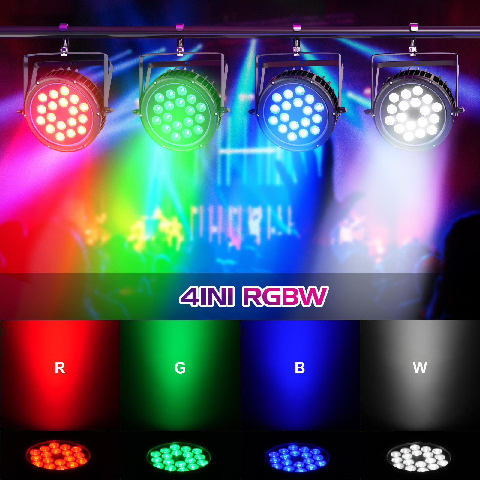 18 LED Waterproof PAR Light RGBW DMX Stage Outdoor Show Yard Garden Party