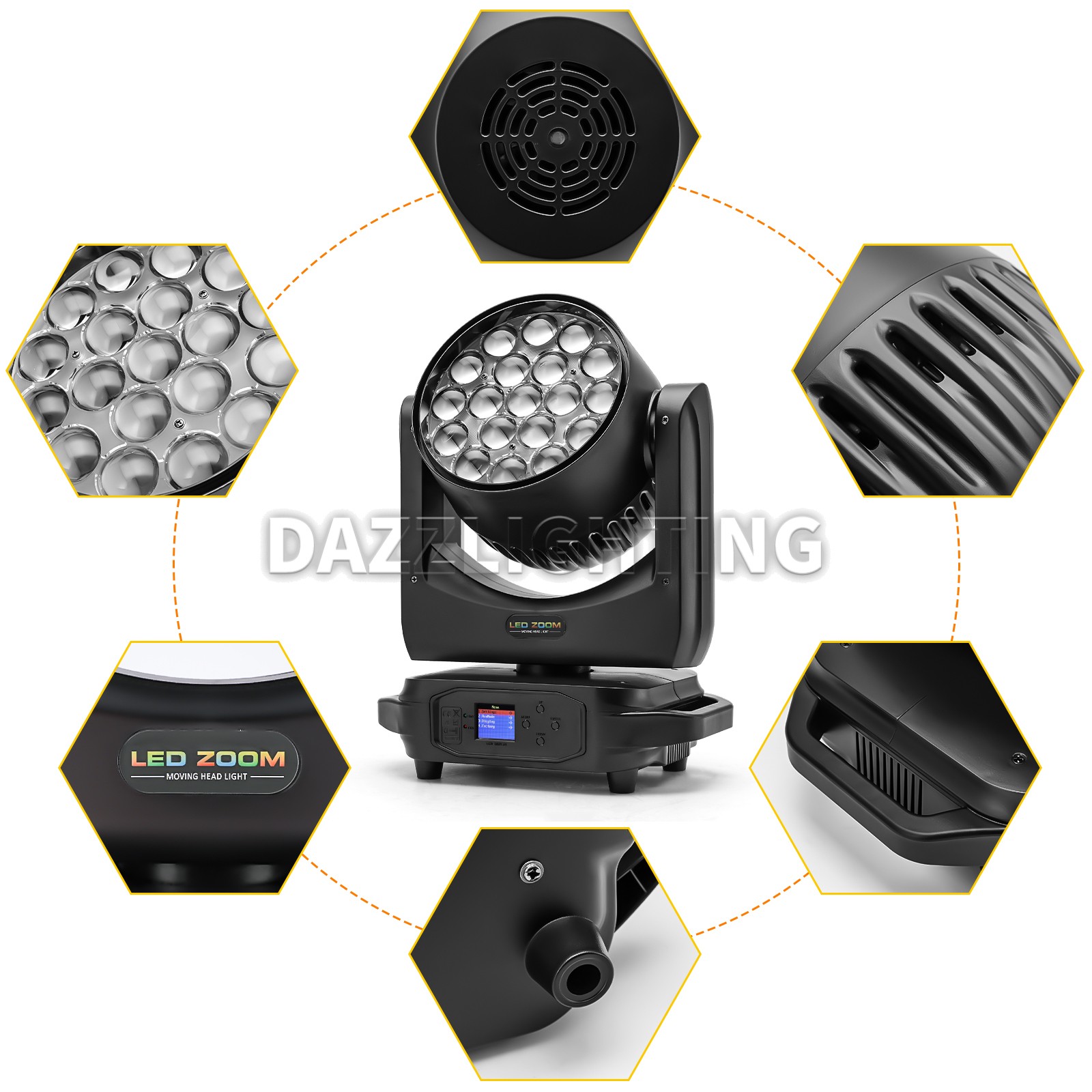 PAIDUN 19x20W RGBW LED Moving Head Wash Light Music Control Disco Bar Party Club