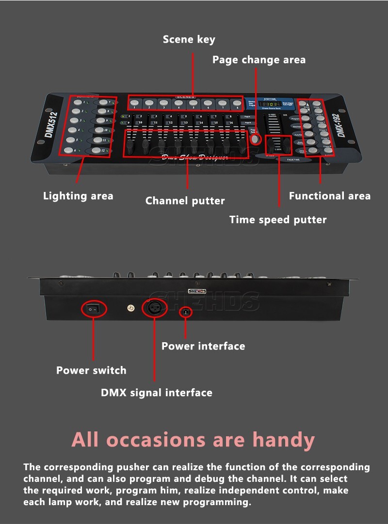 DMX 512 192 Channels Operator Console Controller For Stage Lighting DJ Party