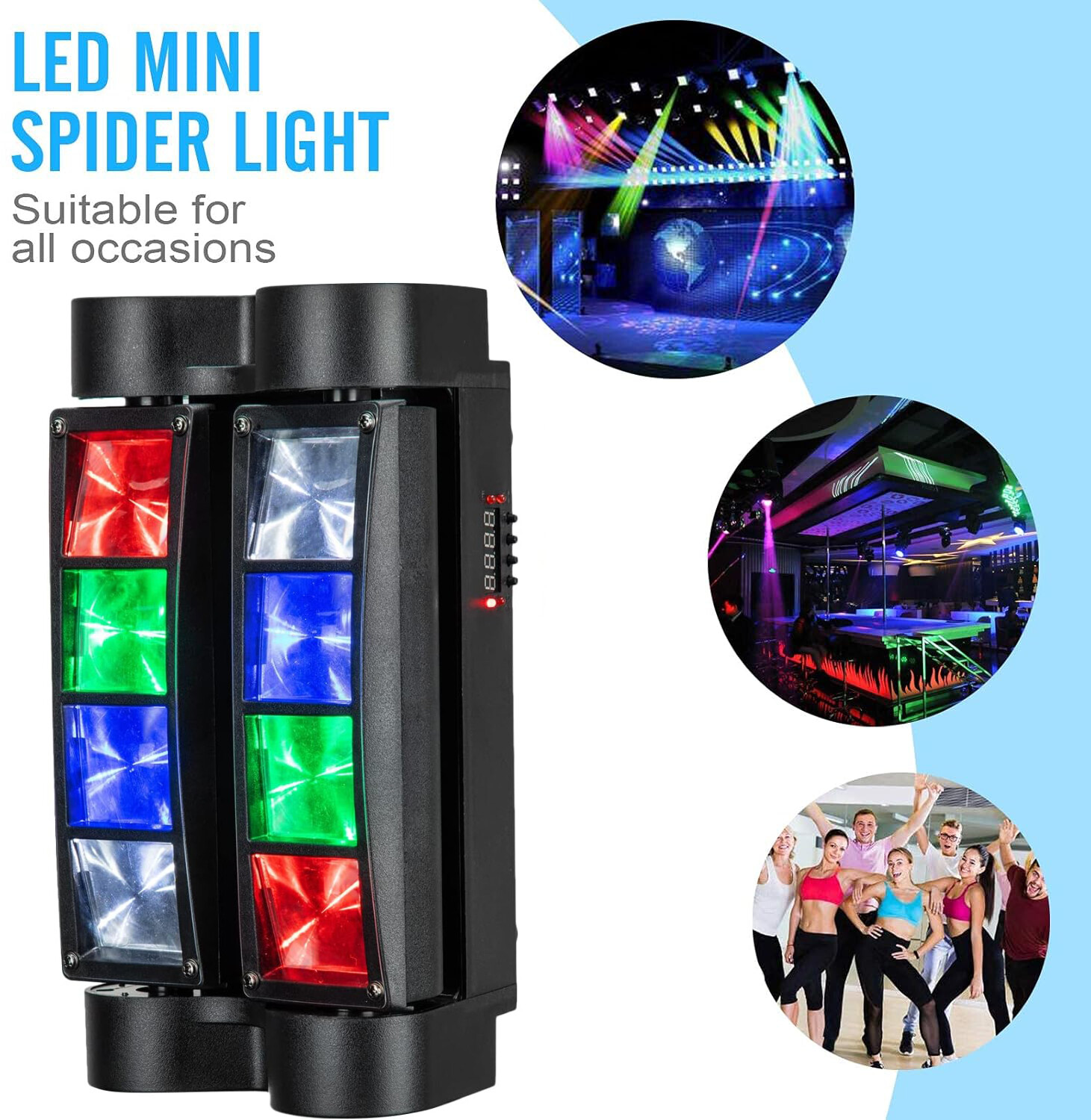 180W RGBW Laser Spider Beam Moving Head Stage Lighting DMX DJ Party Disco Lights