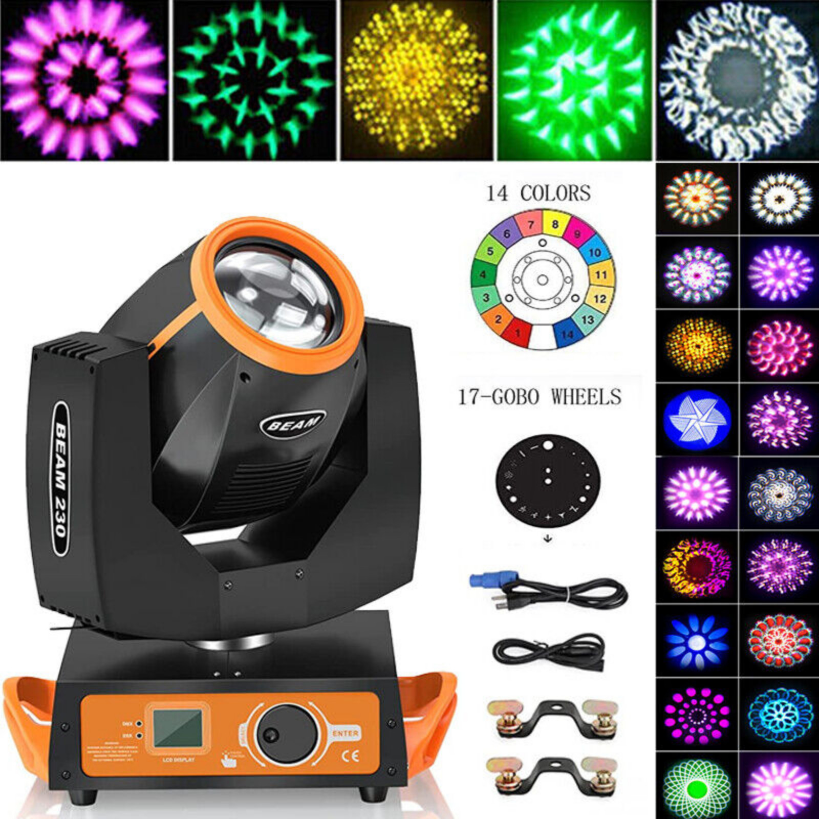 2PC 230W 7R Zoom Moving Head Beam Sharpy Light Prisms Strobe DMX 16Ch Bar Lights