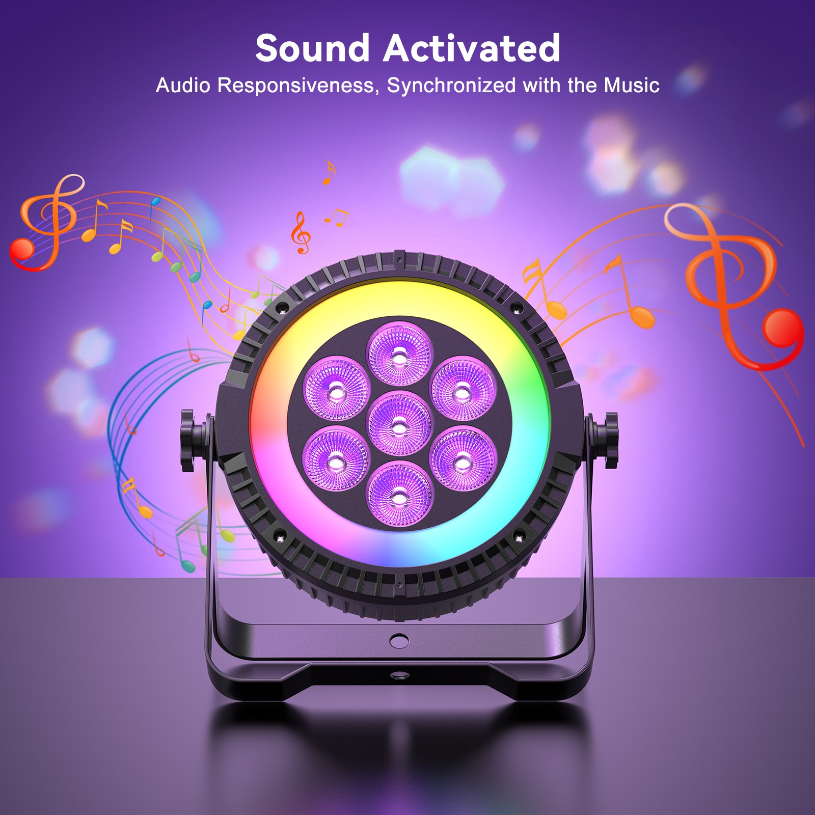 Wireless Par Light RGBW 7LED DMX Sound Control For Stage Event Party Disco