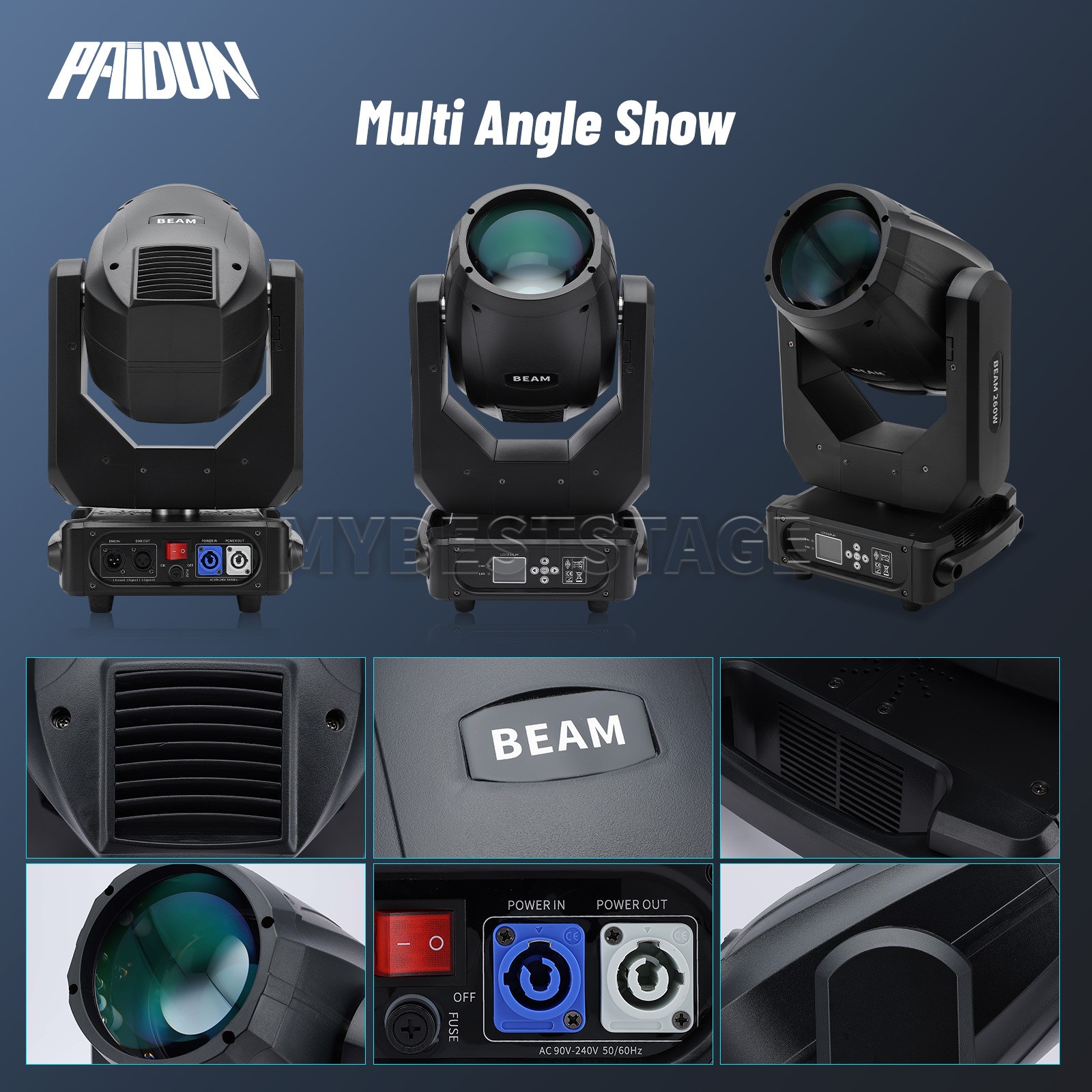 PAIDUN LED 10R 260W Beam Moving Head Light Strobe Disco Club Show Stage Lighting
