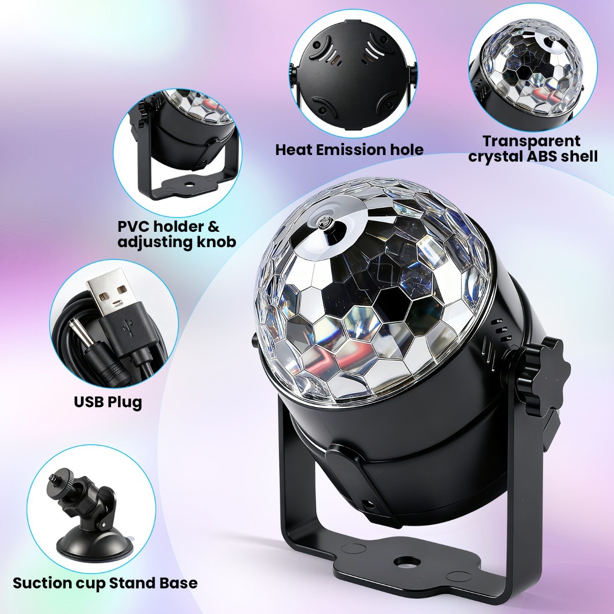 USB Disco Party Lights Strobe Led Dj Ball Sound Activated Bulb Dance Lamp+Remote