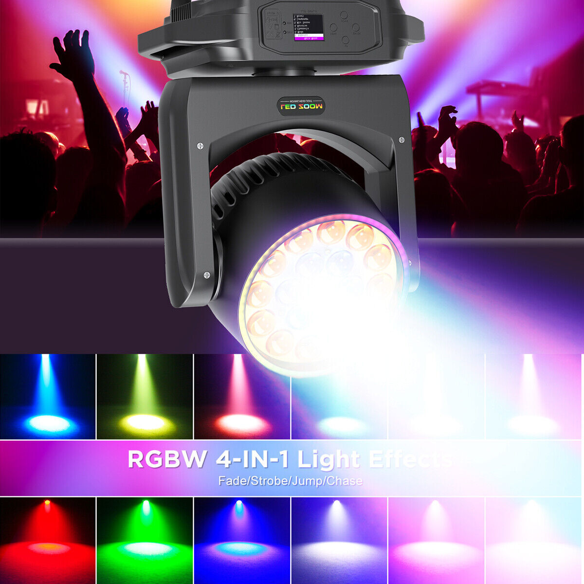 19LED 380W RGBW Moving Head Stage Light Beam Wash DJ Disco Lighting Party Club