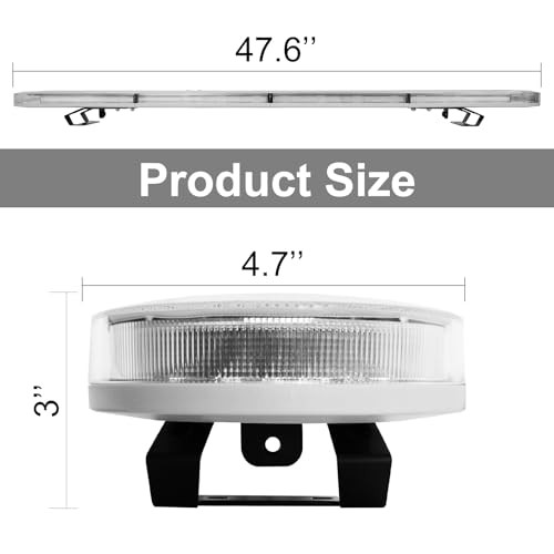 48″ High-Intensity LED Low Profile Roof Mount Emergency Warning Security Amber