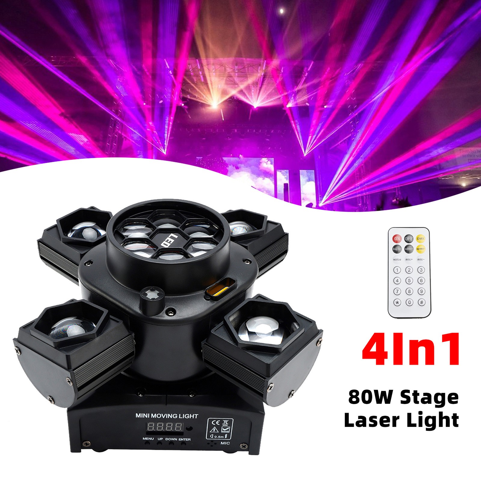 4In1 4Head 80W Stage Laser Light DMX Stage Lighting DJ Party Lighting Effect🌟