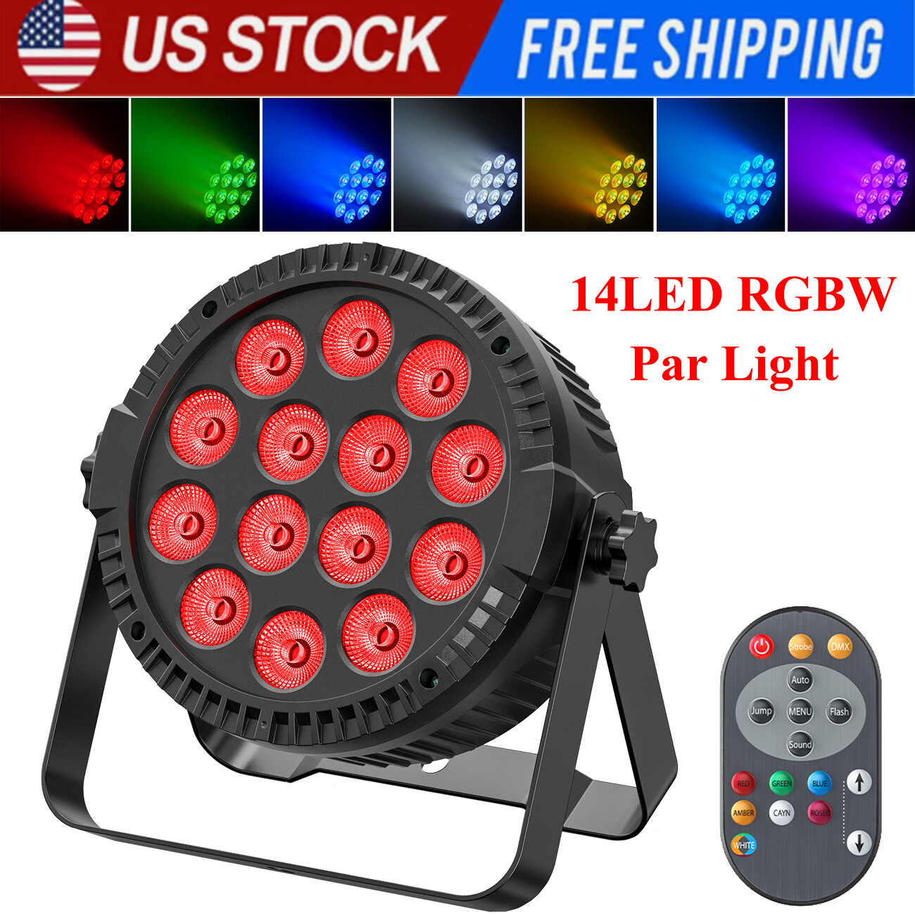 140W PAR Can DJ Stage Lighting 14LED RGBW DMX512 Club Party Show Disco w/ Remote