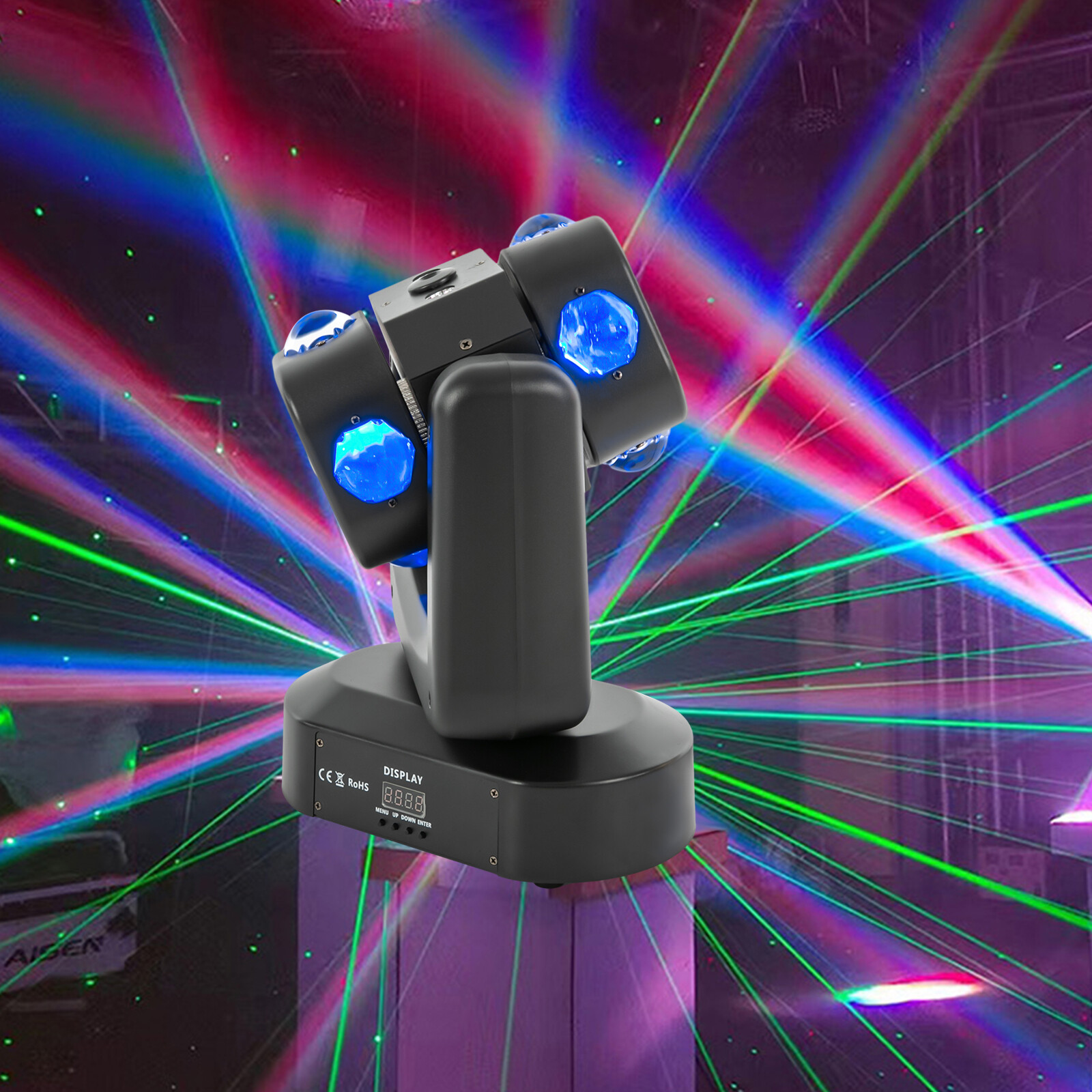 Disco Party Rotating Laser Beam Moving 8 Head LED RGBW Stage Light DMX 22CH/46CH