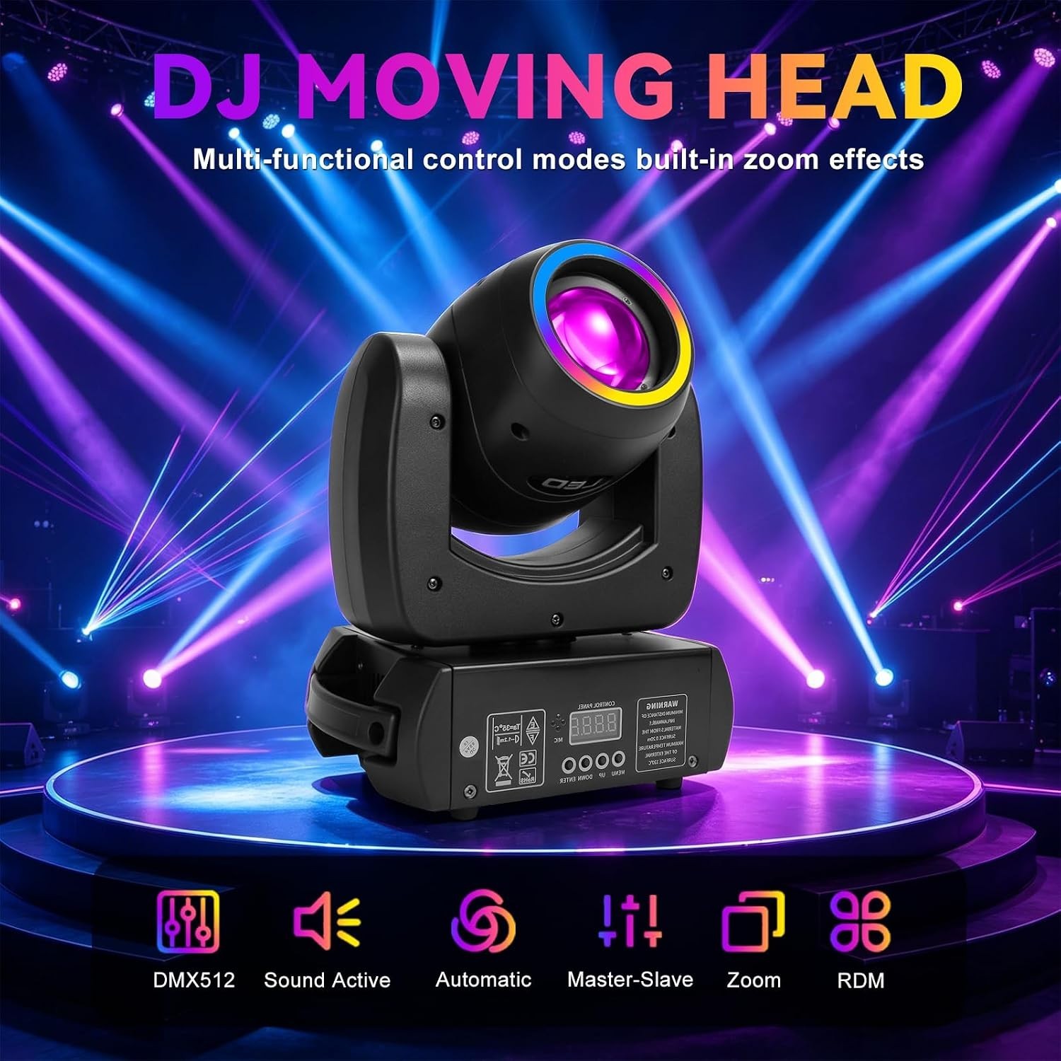 150W LED Moving Head DJ Light Rotating, 18 Facet Prism 8 Gobos 8 Colors Profe…