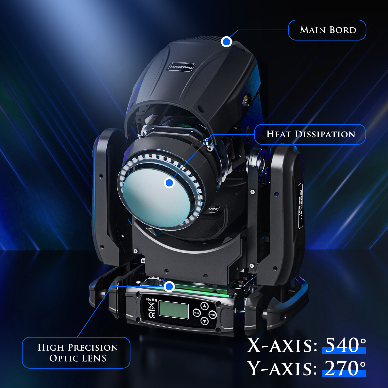 2X 200W Moving Head LED Gobo Beam 8Prism Stage Lights DMX Disco Show+Flight Case