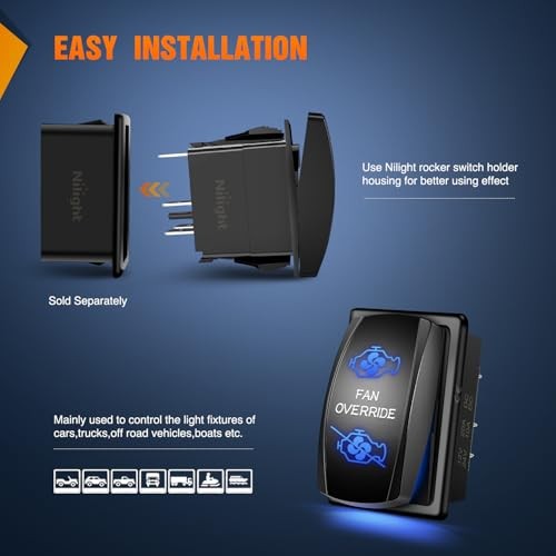 Rocker Switch Led Light Bar 5 Pin Laser On Off | SPST Switches Fan Override