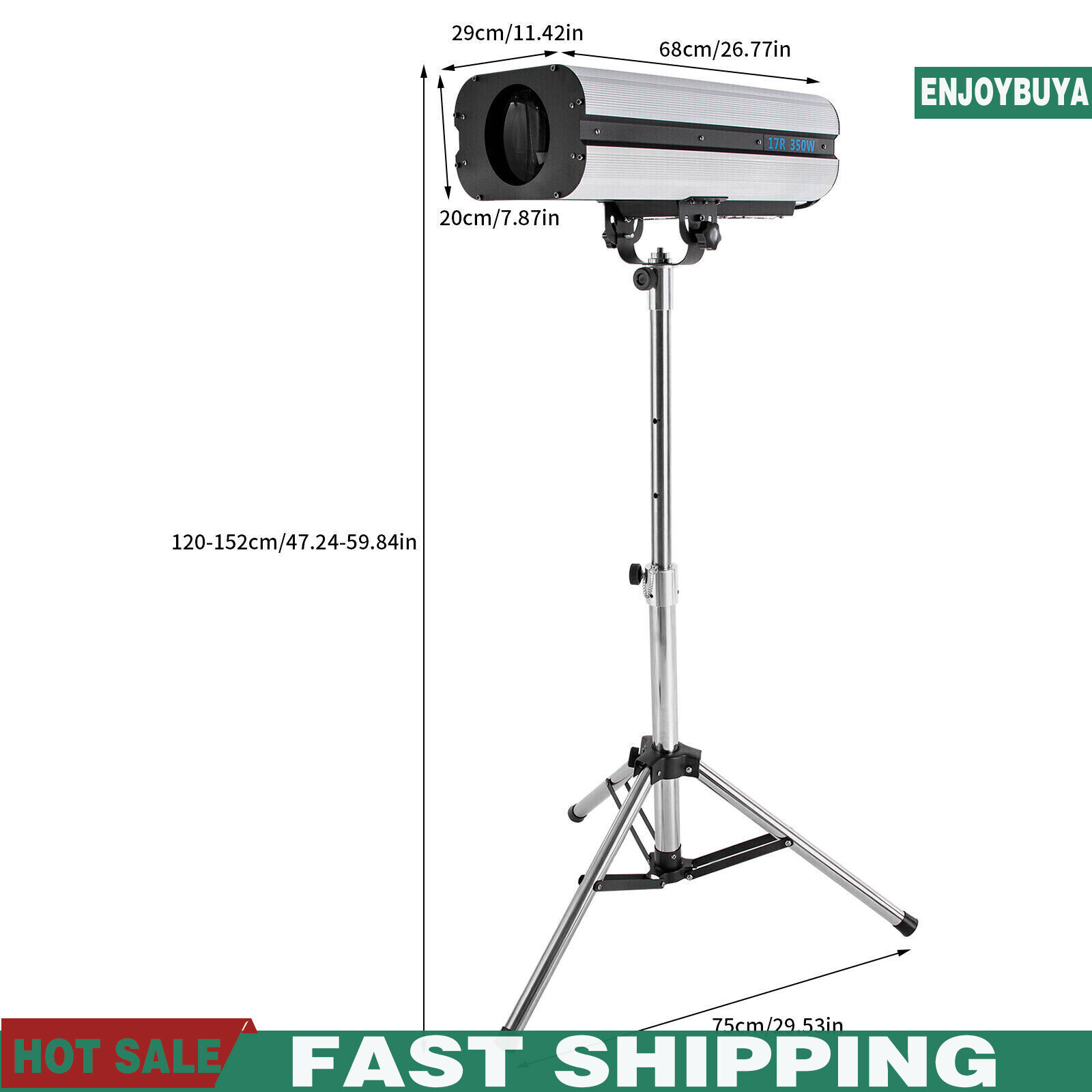 350W RGBW LED Follow Spot Light Beam DMX Spotlight DJ Disco Stage Light w/Tripod