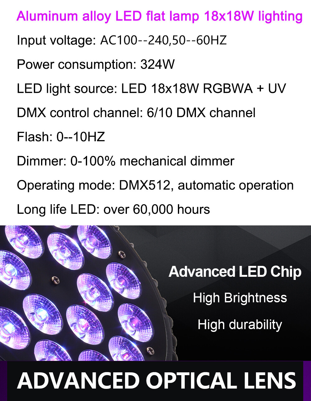 4PCS SHEHDS Aluminum Alloy LED Par Flat 18X18W RGBWAUV Par Stage Lights DJ Disco