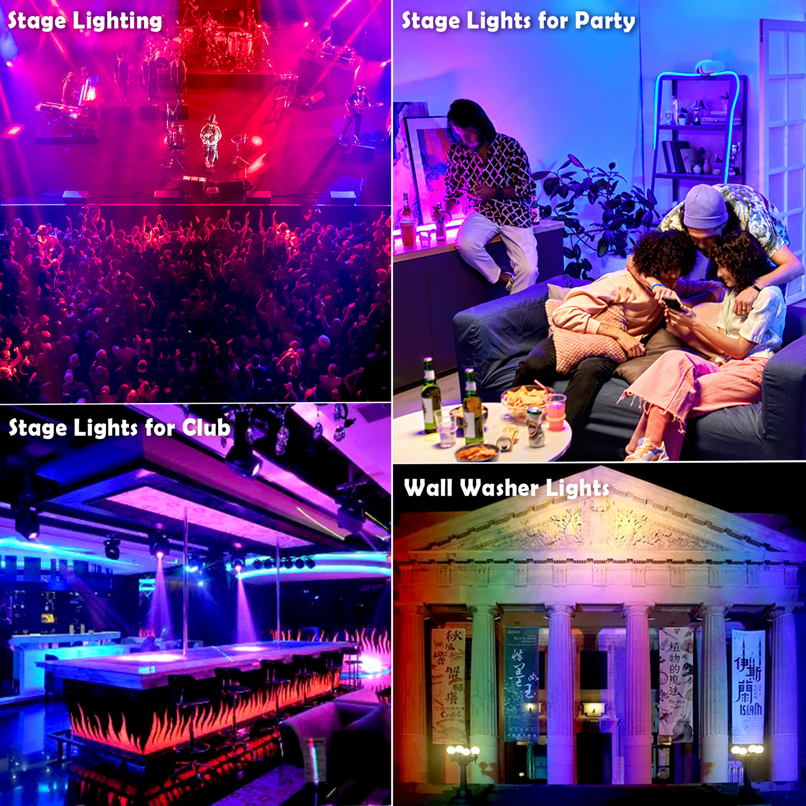TCFUNDY 8PCS 252LED RGB Wall Wash Light Bar DMX Stage DJ Disco Beam Party Lights