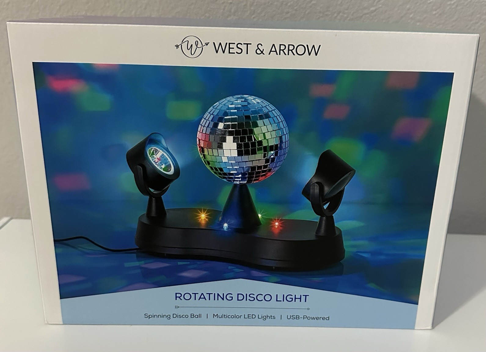 West & Arrow Rotating Multicolor LED Light Projector, USB Powered, 11 in