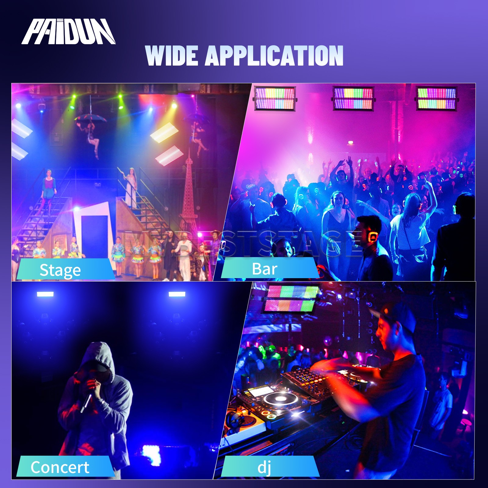 PAIDUN 1000W 960LED RGBW 8+8 Wall Wash Strobe Light DMX Disco Bar Party Wedding
