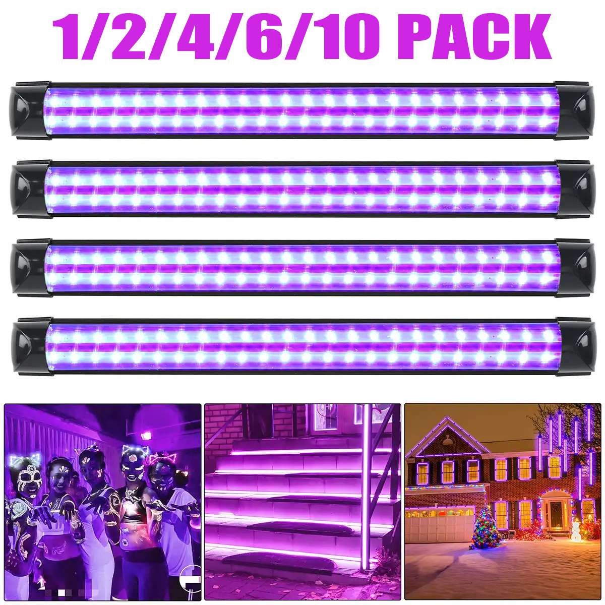 48 LED UV Black Light Bar Fixtures Ultraviolet Lamp Strip US Plug DJ Party Lamp