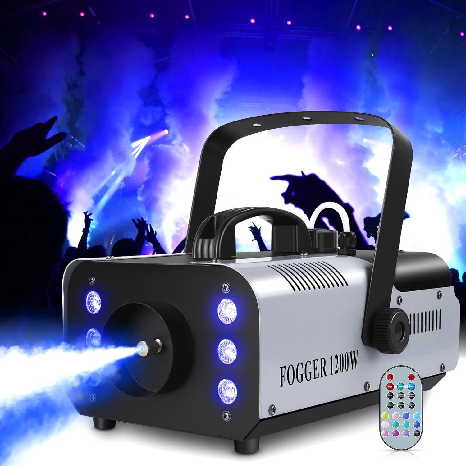 1200W Fog Machine with RGB 6LEDs Lighting Smoke Haze Generator Stage Effect E…