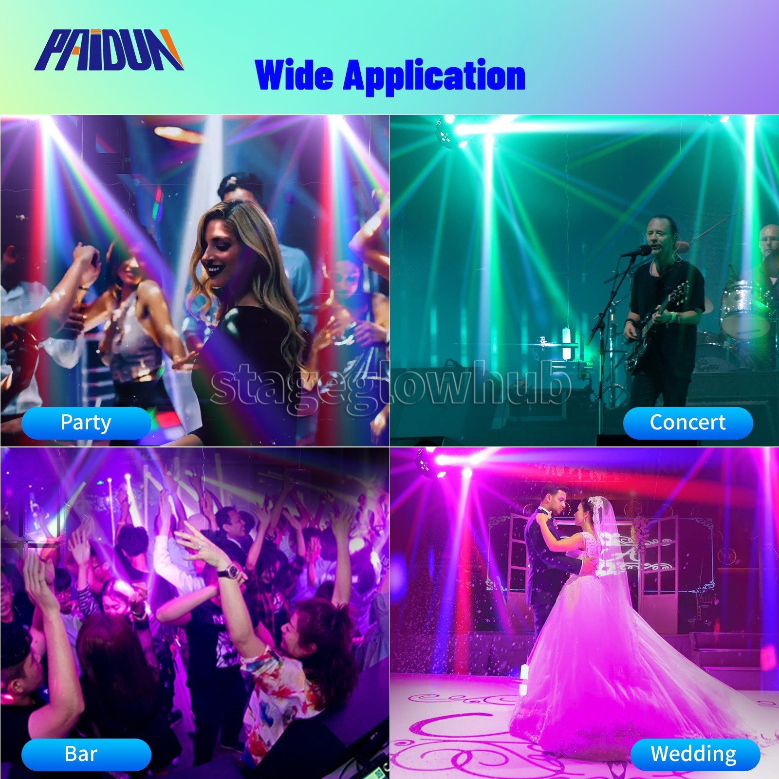 PAIDUN 200W 18LED RGBW Beam Rotation Laser Moving Head Disco Light DJ Show Event