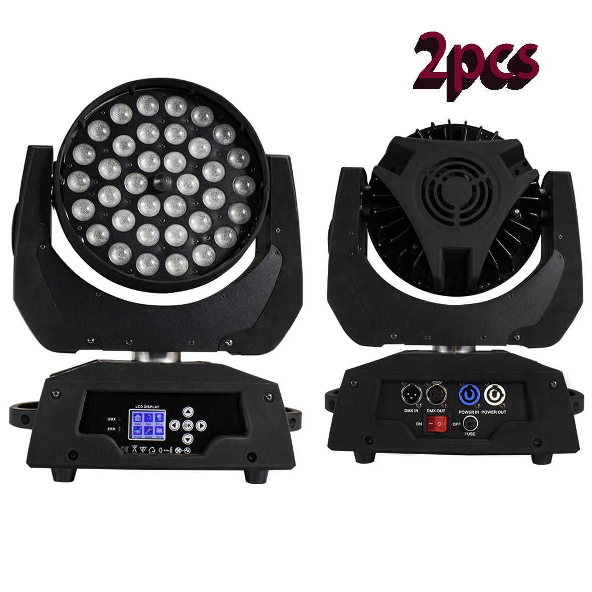 2PCS SHEHDS LED Wash Zoom 36x18W RGBWA UV 6 In 1 Moving Head Lighting For Disco